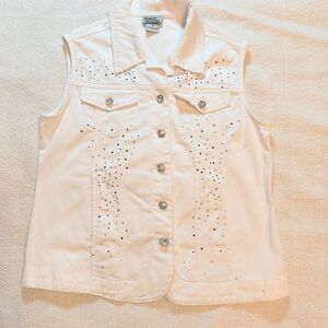 Retro Y2K White Studded Denim Vest